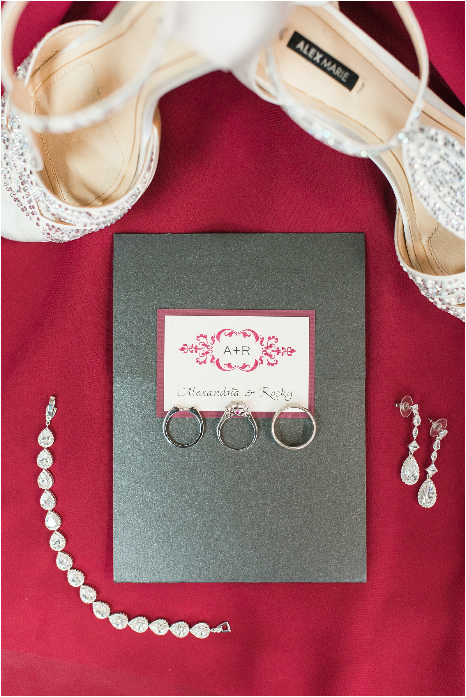 Wedding jewelry, shoes and invitations