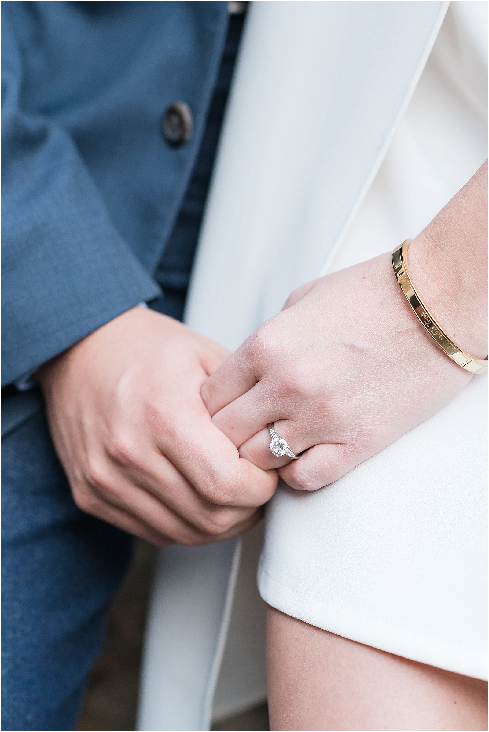 michelle and sara photography, saxapahaw, the rivermill lofts, chic engagement outfit, chic engagement session, saxapahaw engagement session, navy blue suit, brick arched backgroung, north carolina engagement, nc engagement, nc engagement photographer, 2018 bride, 2018 wedding, detail shot, engagement ring