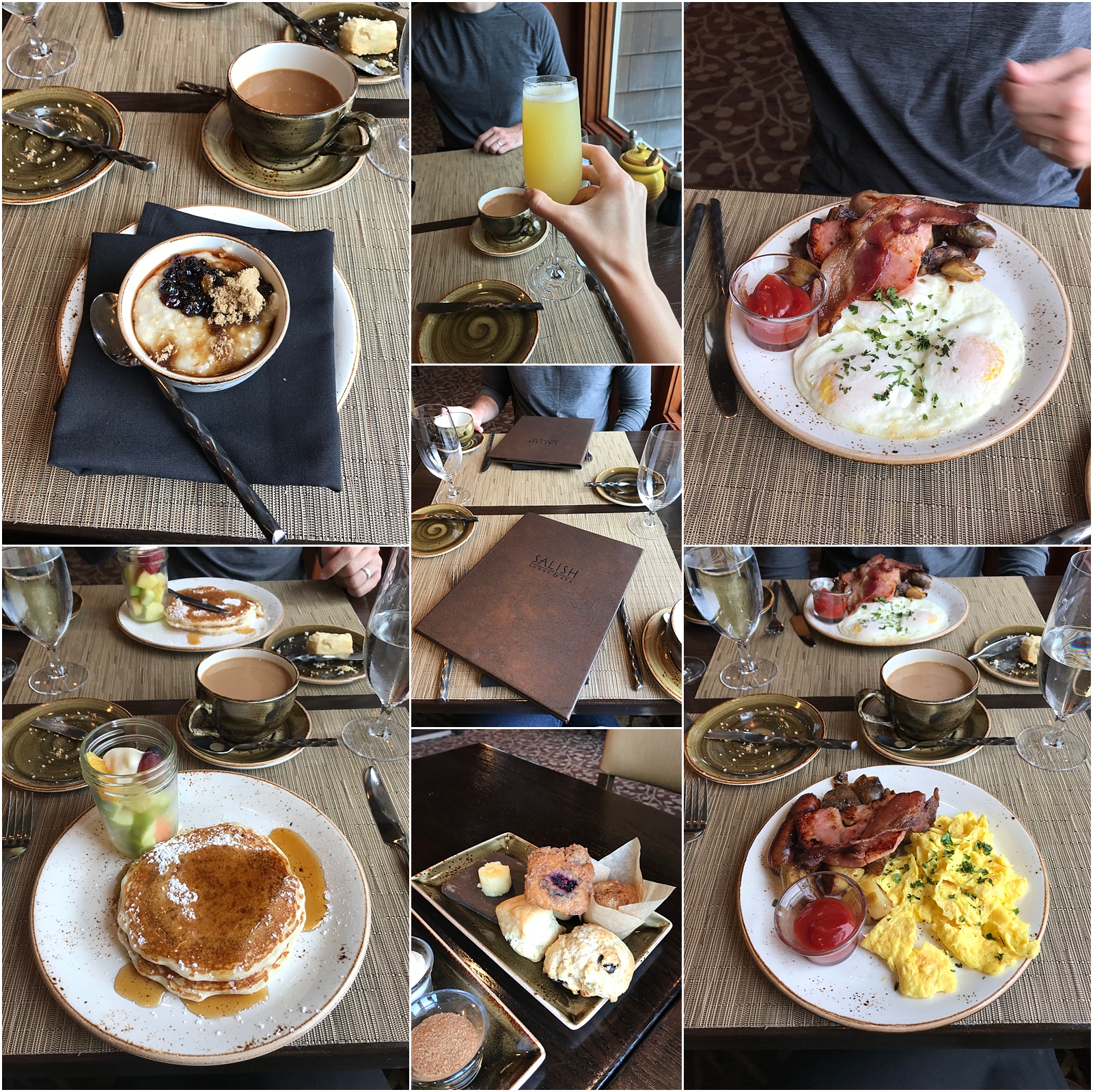 breakfast foods and drinks at Salish Lodge in Washington