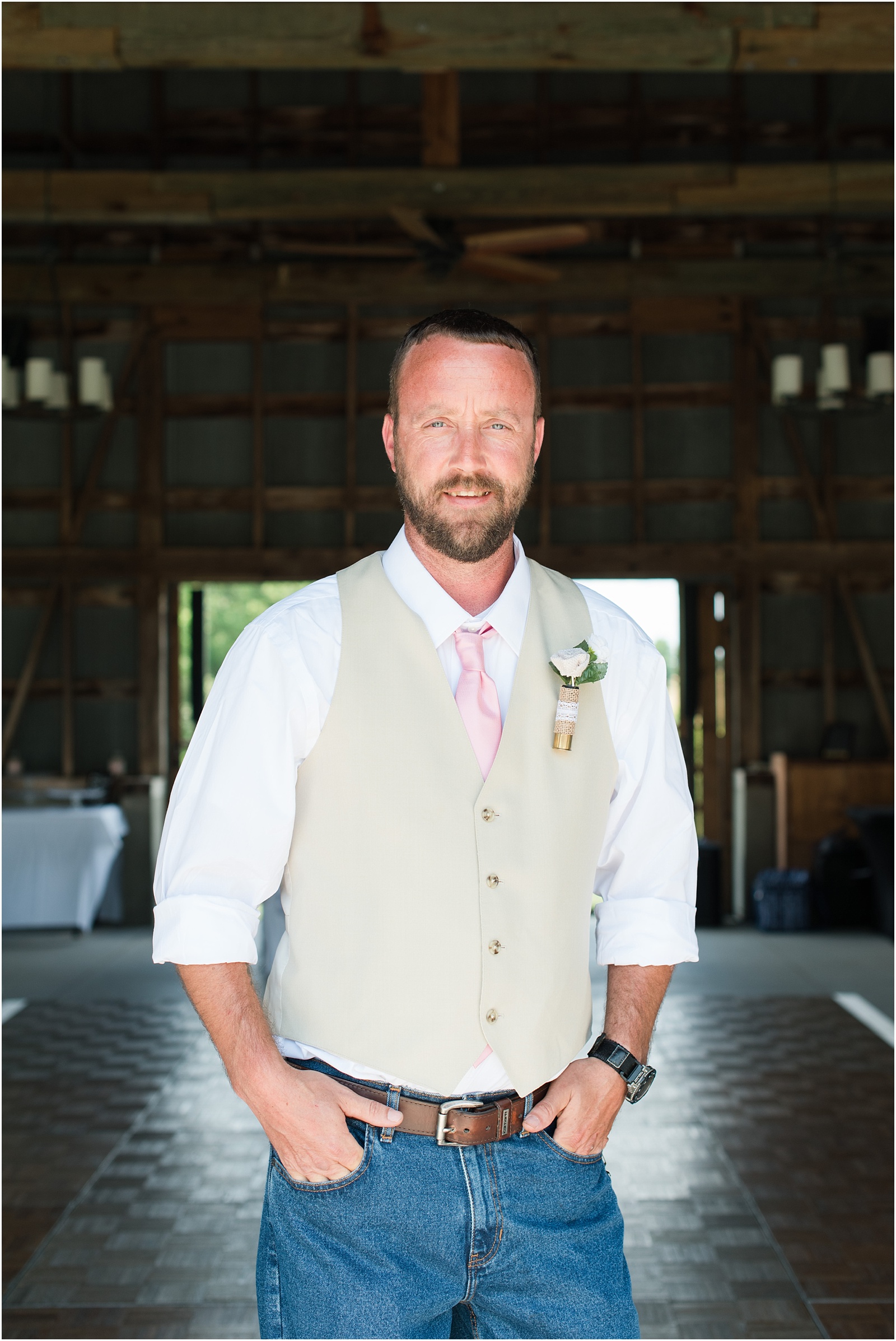 close up photograph of a groom in a barn at Starlight Meadow