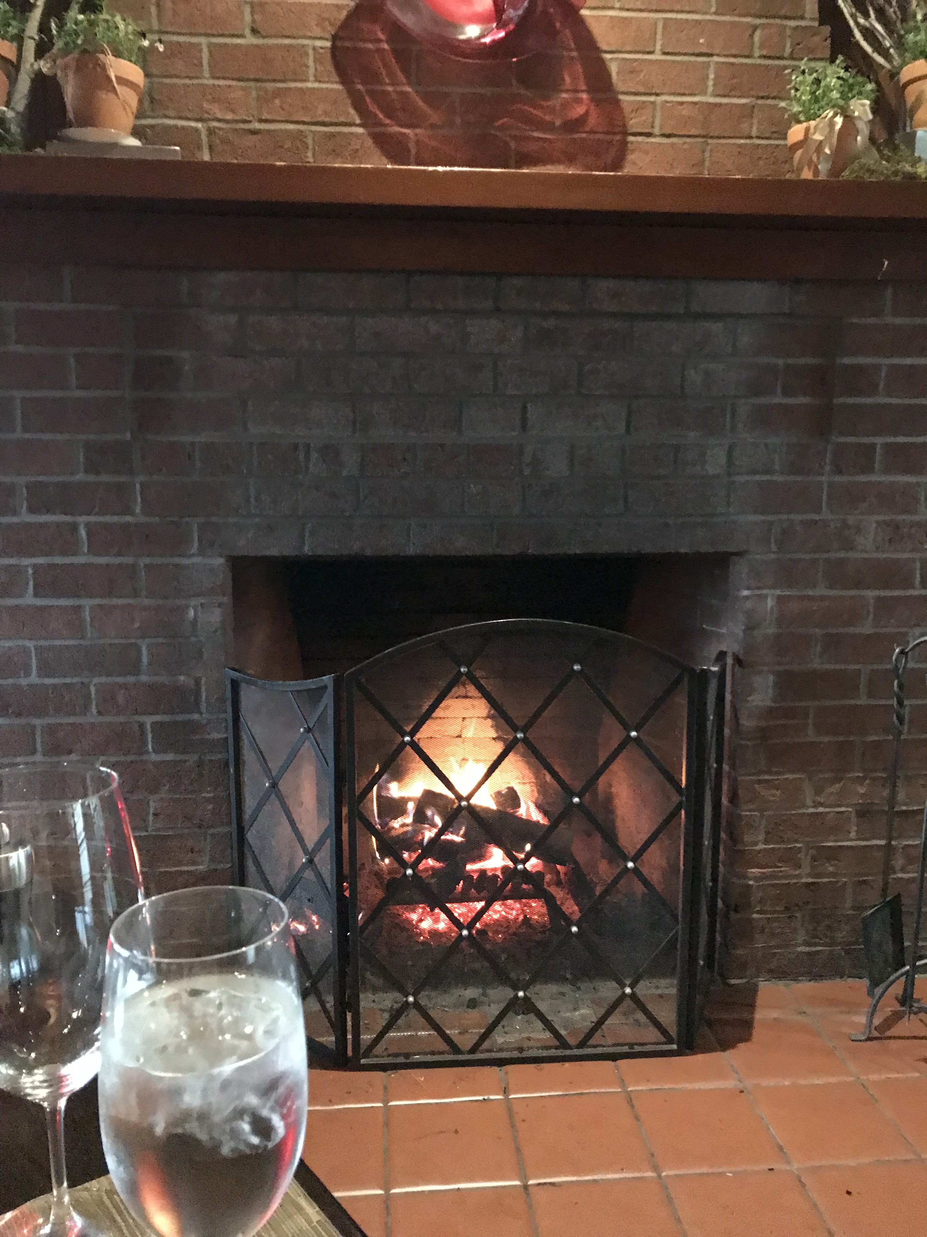 brick stone fireplace in Salish Lodge