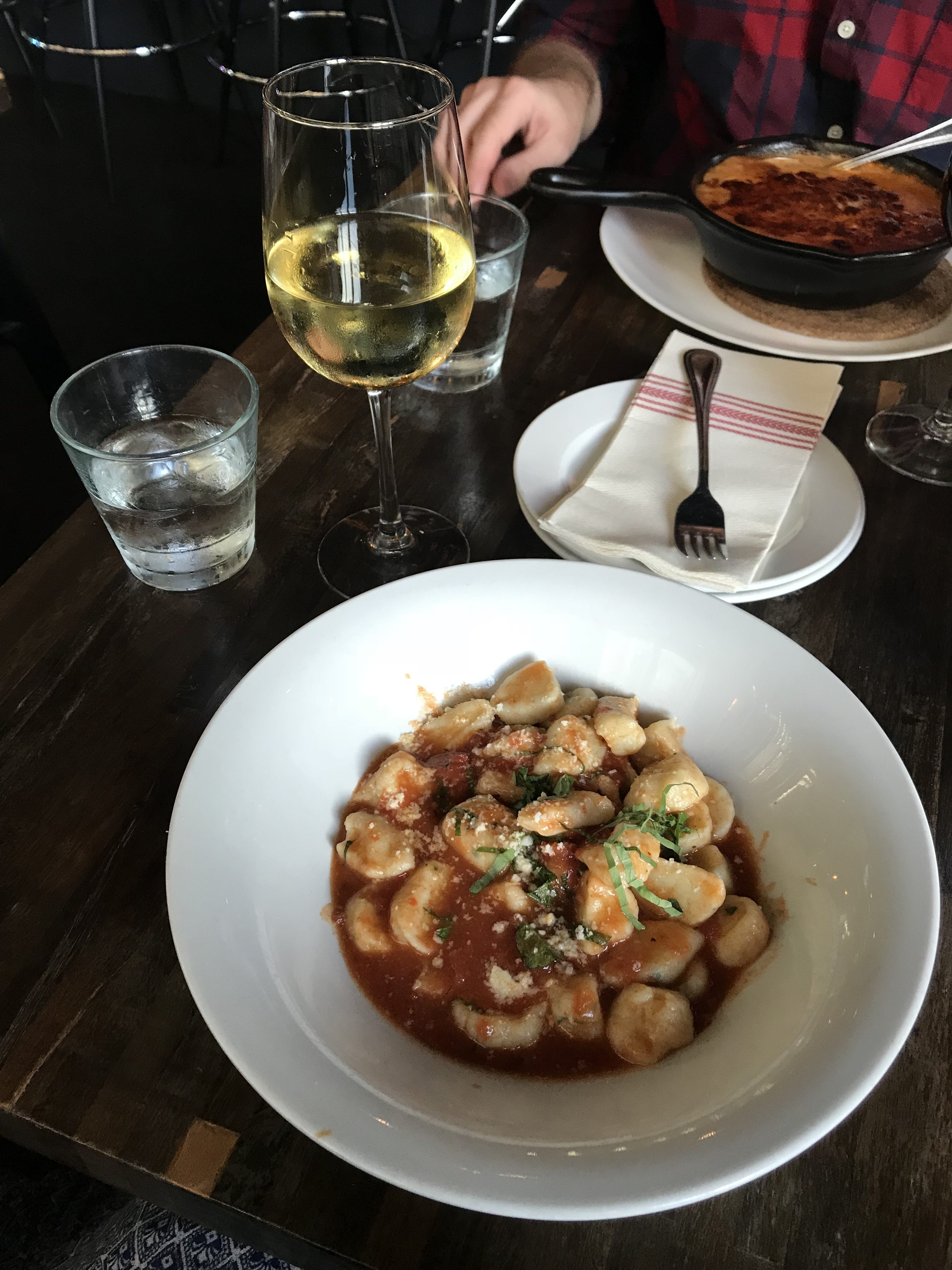 An Italian dinner, gnocchi, at Lucia in Seattle Washington